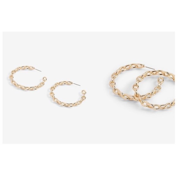 NWT EXPRESS INTERLOCKING CHAIN HOOP EARRINGS - Picture 3 of 10